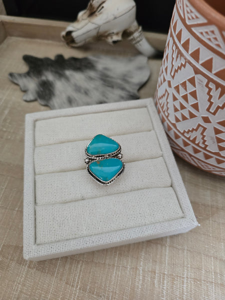 RAYMOND YAZZIE TRIANGLE TURQUOISE RING