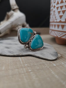 RAYMOND YAZZIE TRIANGLE TURQUOISE RING