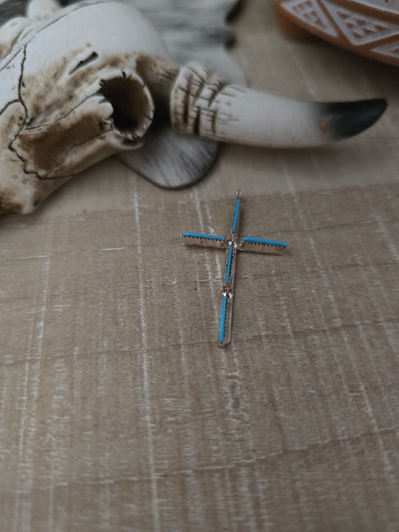 ASHLEY LAATE TURQUOISE CROSS PENDANT