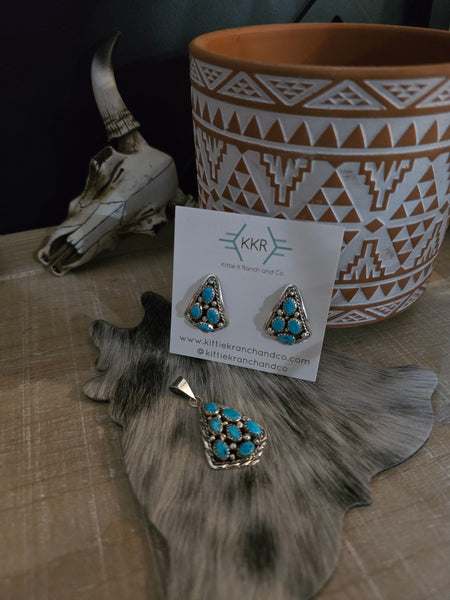 MELVIN CHEE TURQUOISE EARRING AND PENDANT SET