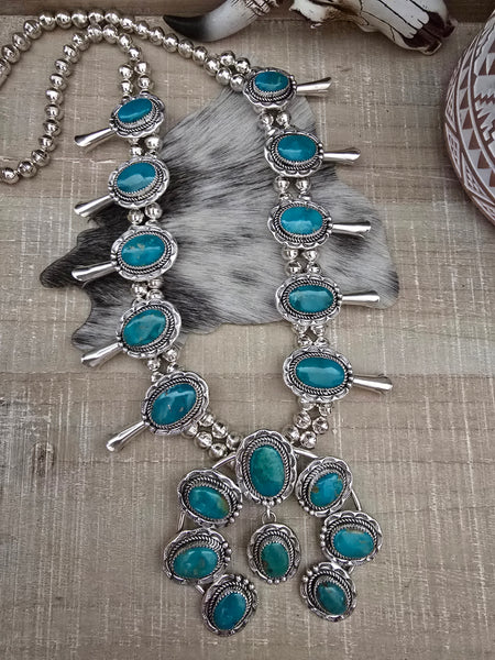 IDA MCCRAE TURQUOISE SQUASH BLOSSOM NECKLACE