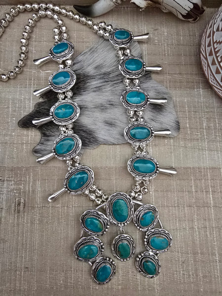 IDA MCCRAE TURQUOISE SQUASH BLOSSOM NECKLACE