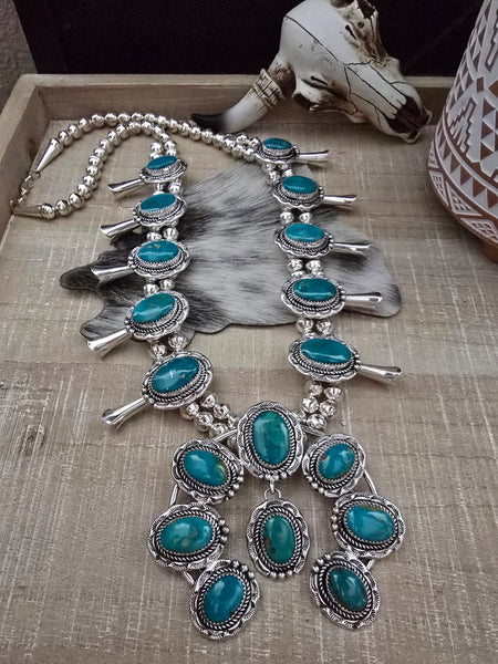 IDA MCCRAE TURQUOISE SQUASH BLOSSOM NECKLACE