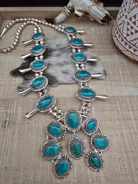 IDA MCCRAE TURQUOISE SQUASH BLOSSOM NECKLACE