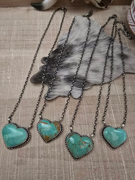 JUDITH DIXON KINGMAN TURQUOISE HEART NECKLACE