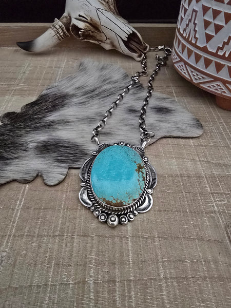 GILBERT TOM #8 TURQUOISE PENDANT NECKLACE