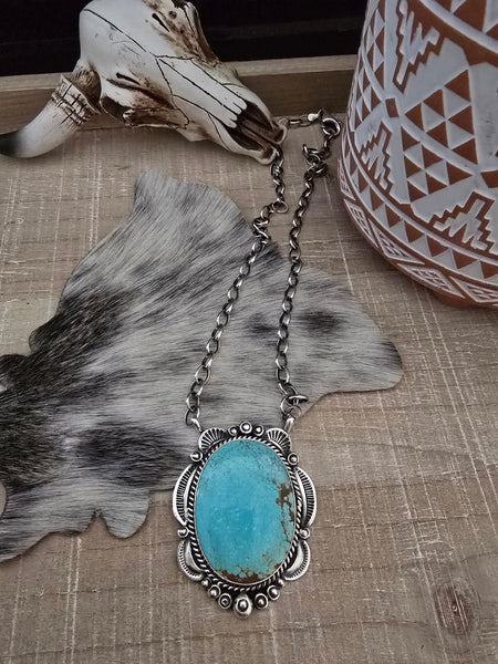 GILBERT TOM #8 TURQUOISE PENDANT NECKLACE