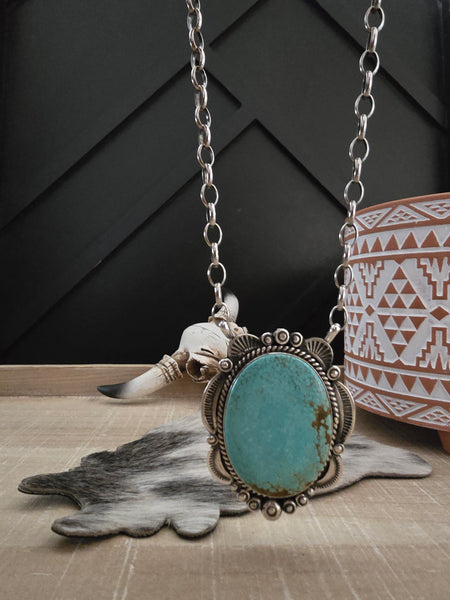 GILBERT TOM #8 TURQUOISE PENDANT NECKLACE