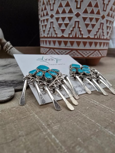 ALICIA WILSON KINGMAN TURQUOISE SILVER PADDLE EARRINGS