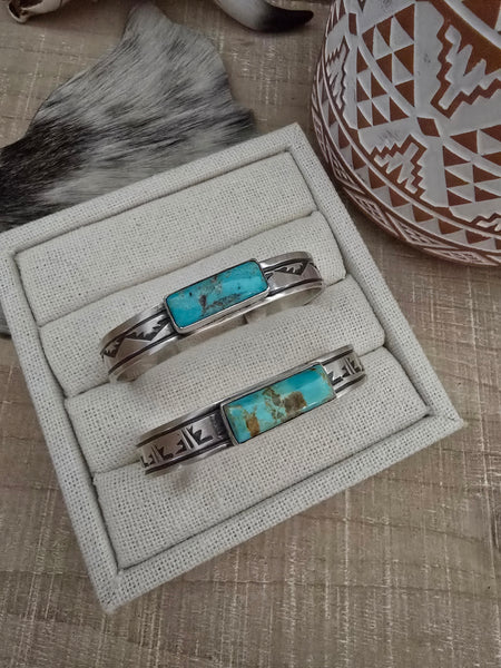 RICK ENRIQUEZ NAVAJO TURQUOISE BAR CUFF