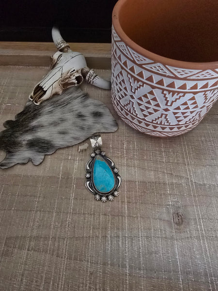 JEFF JAMES LARGE KINGMAN TURQUOISE PENDANT