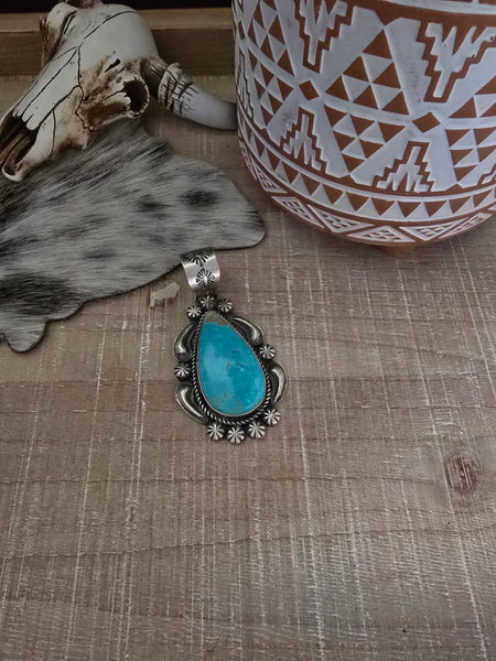 JEFF JAMES LARGE KINGMAN TURQUOISE PENDANT