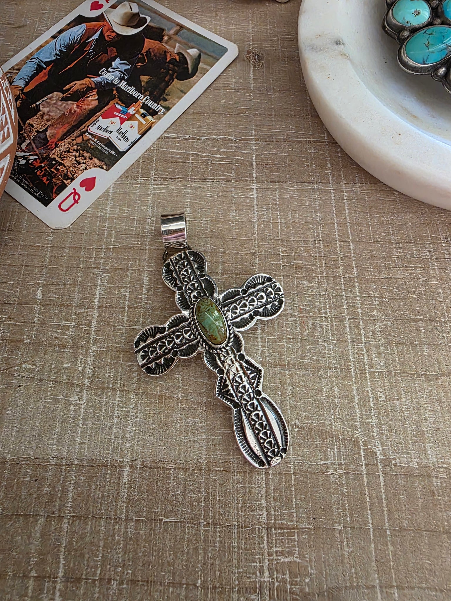 LEONARD MALONEY STAMPED CROSS PENDANT