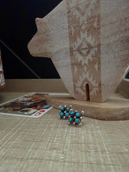 CALVERT LAMY ZUNI FOUR STONE TURQUOISE EARRING