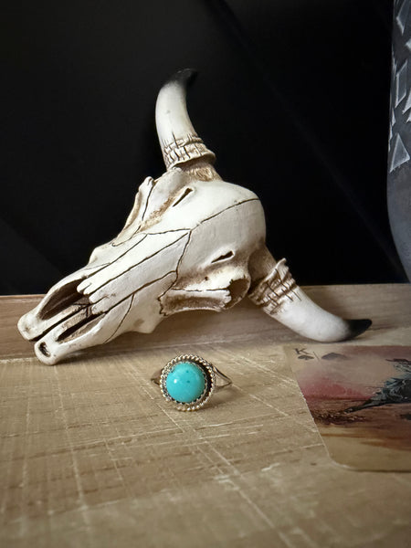 ESTHER WHITE THUNDER CREEK TURQUOISE RING