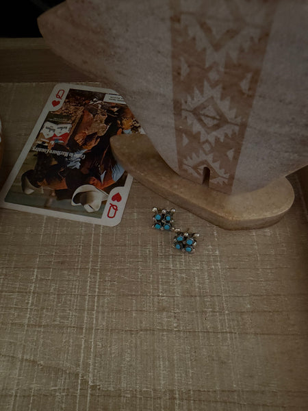 CALVERT LAMY ZUNI FOUR STONE TURQUOISE EARRING