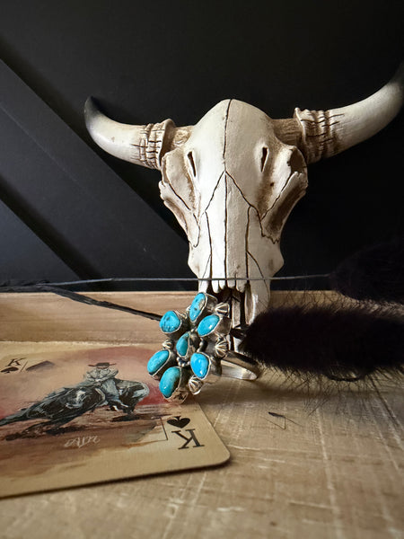 ADRIAN YAZZIE SEVEN TURQUOISE STONE RING