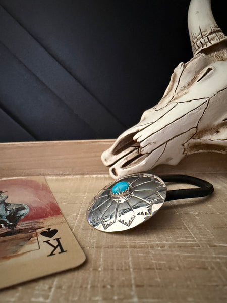 PHIL LYNN TURQUOISE CONCHO HAIR TIE