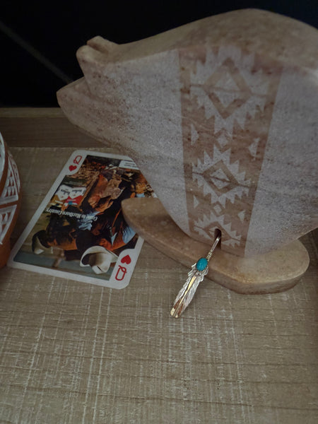 VIRGINIA BECENTI FEATHER TURQUOISE PENDANT