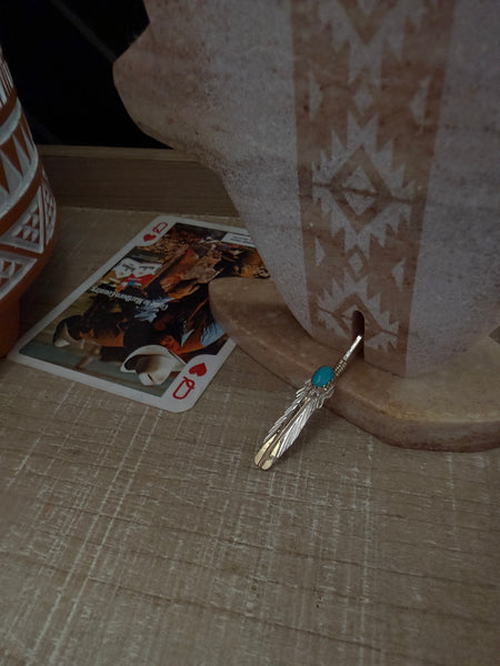 VIRGINIA BECENTI FEATHER TURQUOISE PENDANT