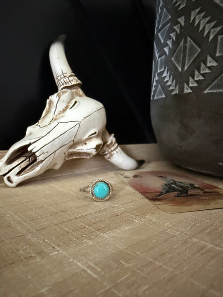 ESTHER WHITE THUNDER CREEK TURQUOISE RING