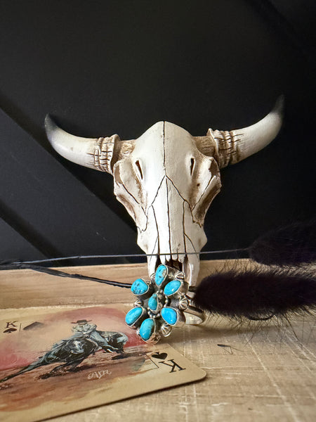 ADRIAN YAZZIE SEVEN TURQUOISE STONE RING