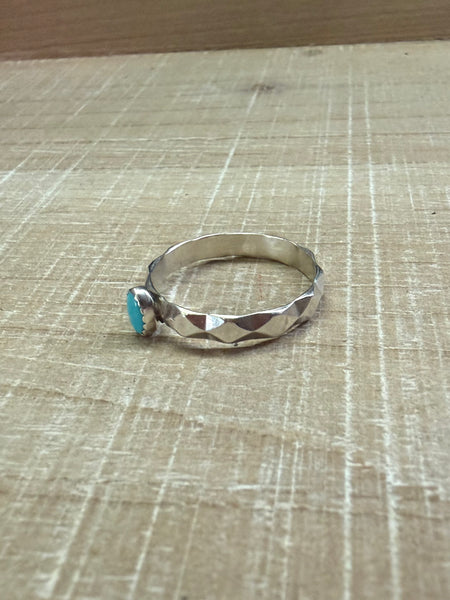 KATRINA TSOSIE DIAMOND PATTERN TURQUOISE RING