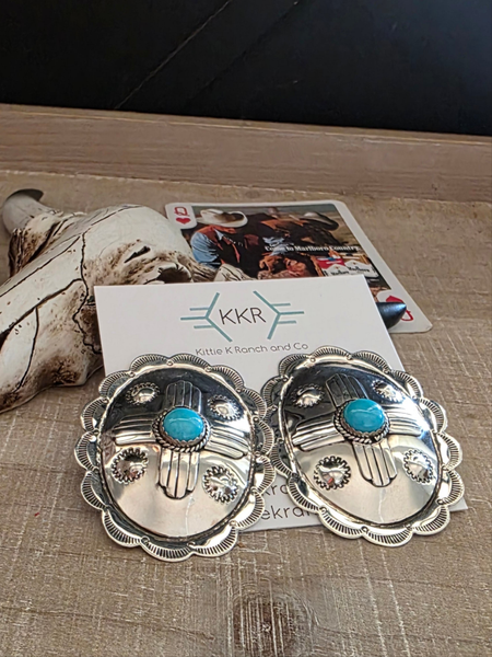 JIMMIE JAMES JR CONCHO TURQUOISE STUD EARRINGS