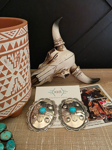 JIMMIE JAMES JR CONCHO TURQUOISE STUD EARRINGS