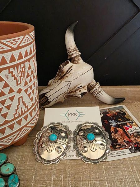 JIMMIE JAMES JR CONCHO TURQUOISE STUD EARRINGS