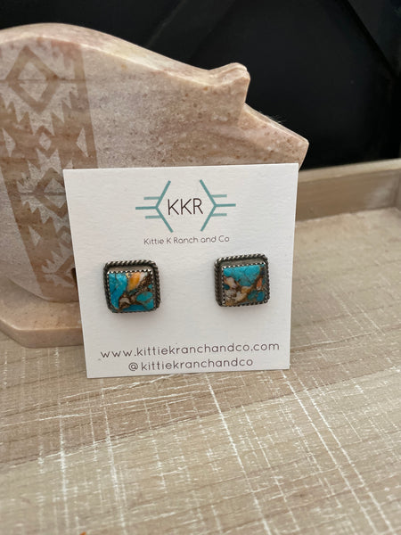 BROKEN HEART TURQUOISE SQUARE STUDS