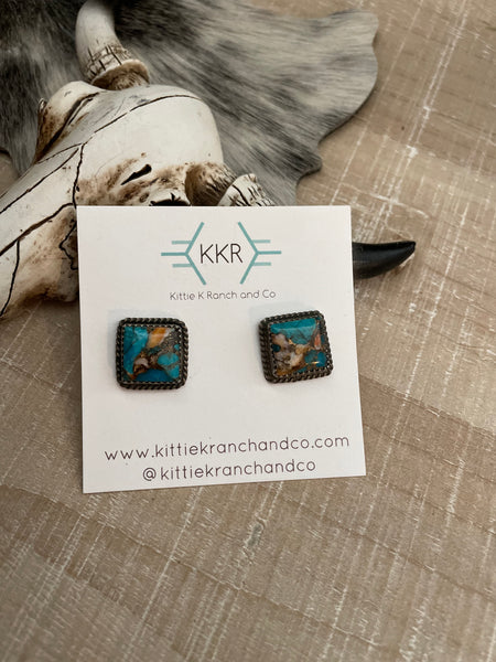 BROKEN HEART TURQUOISE SQUARE STUDS