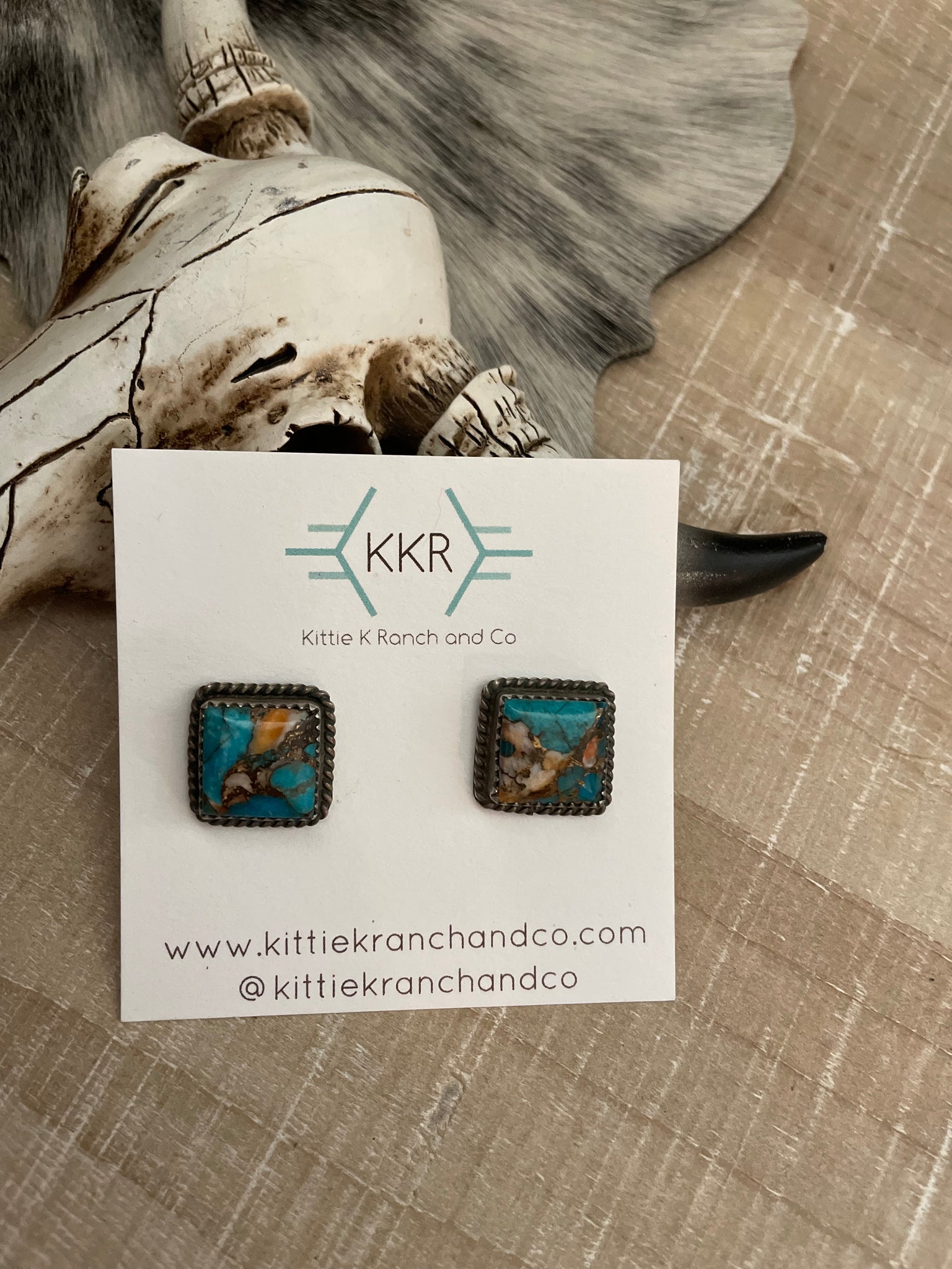 BROKEN HEART TURQUOISE SQUARE STUDS