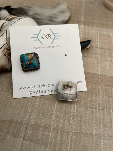 BROKEN HEART TURQUOISE SQUARE STUDS