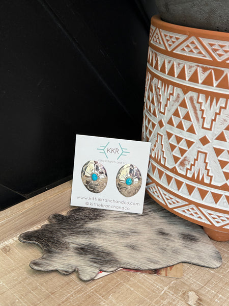 PHIL LYNN CONCH STAMPED TURQUOISE EARRINGS