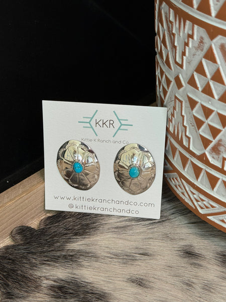 PHIL LYNN CONCH STAMPED TURQUOISE EARRINGS