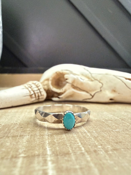 KATRINA TSOSIE DIAMOND PATTERN TURQUOISE RING