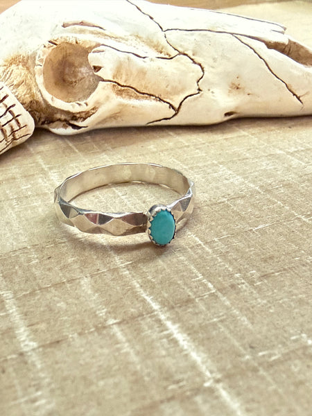 KATRINA TSOSIE DIAMOND PATTERN TURQUOISE RING