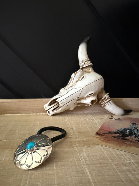 PHIL LYNN TURQUOISE CONCHO HAIR TIE
