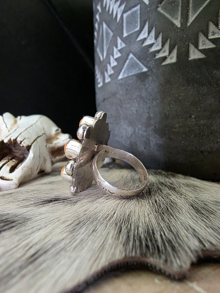 SHIRLEE G LEE GENUINE TURQUOISE AND SPINY OYSTER RING