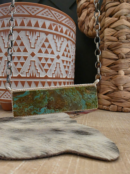 THE BRANDON ETCITTY EXTRA LARGE #8 TURQUOISE BAR NECKLACE