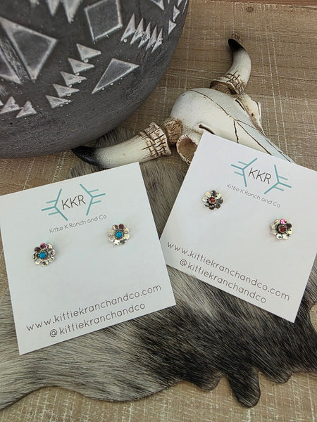 ADRIAN YAZZIE FLOWER EARRING STUDS