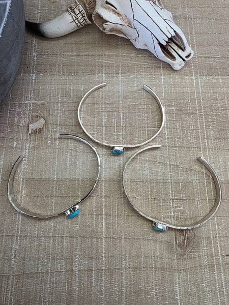 ALICE JOHNSON SILVER STAMPED AND TURQUOISE BRACELET