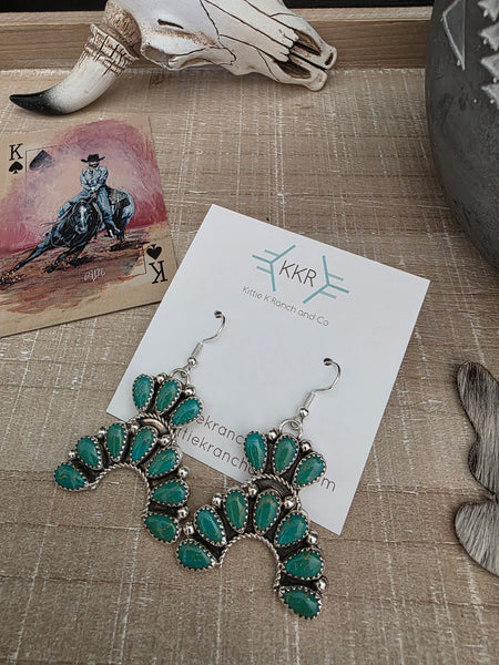 RODNEY NOTAH KINGMAN TURQUOISE CLUSTER NAJA EARRINGS
