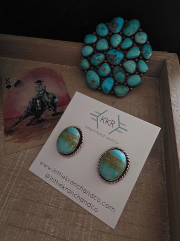 DREAMA YAZZIE KINGMAN TURQUOISE STUD EARRINGS