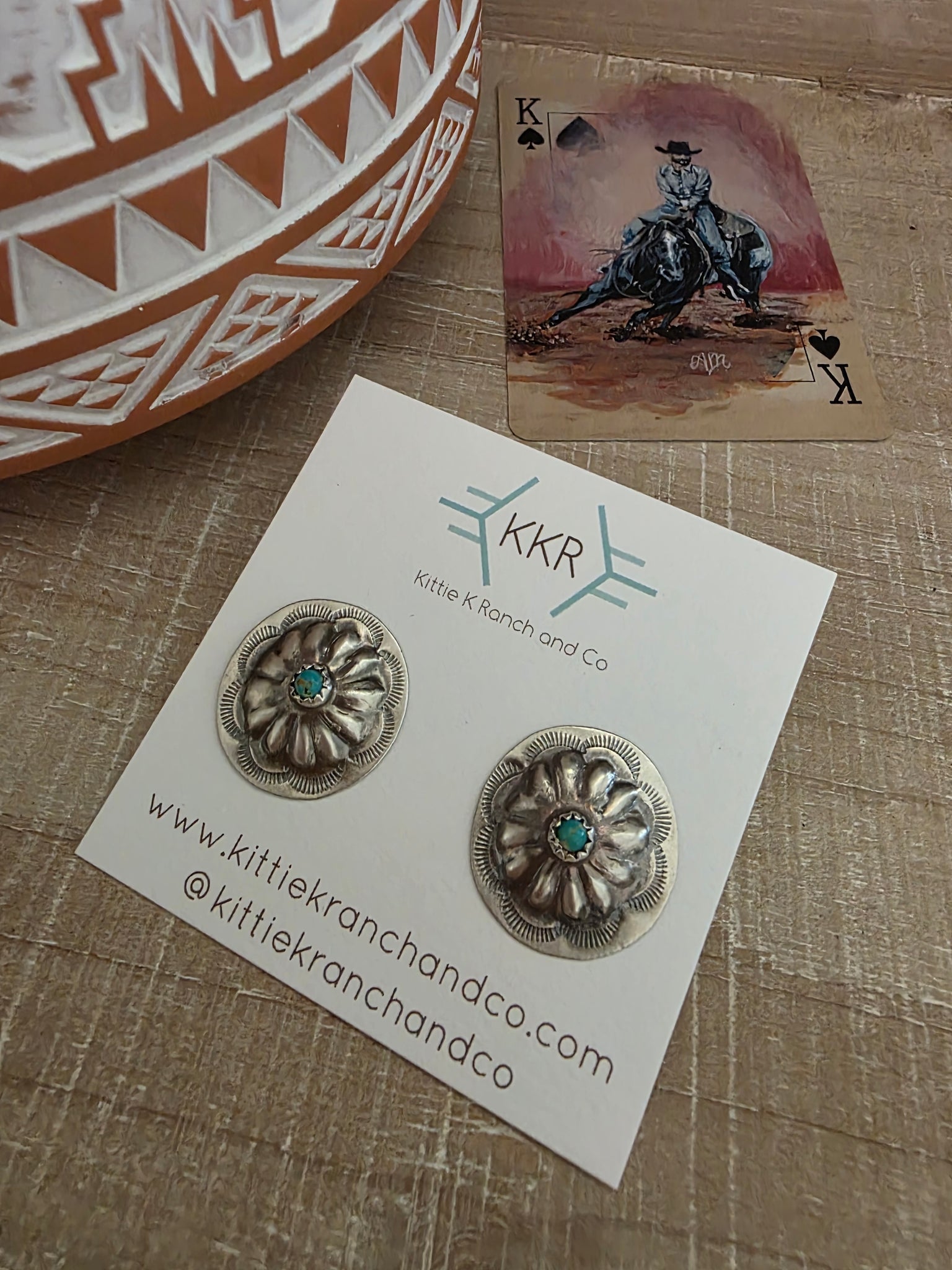 JOAN BEGAY SMALL TURQUOISE CONCHO STUDS