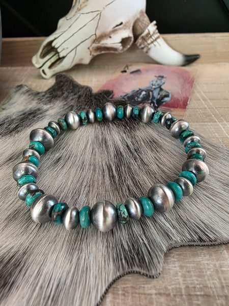 TONISHA HALEY HANDMADE NAVAJO PEARL AND TURQUOISE BRACELET