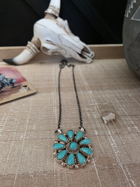 ALICIA WILSON KINGMAN TURQUOISE CLUSTER NECKLACE