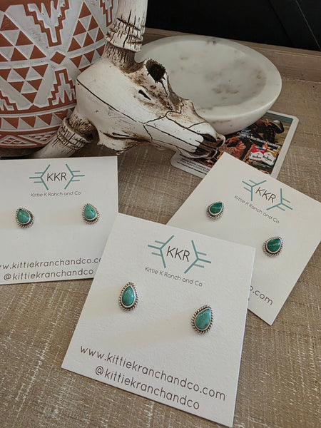 PEGGY SKEETS TURQUOISE TEARDROP STUDS