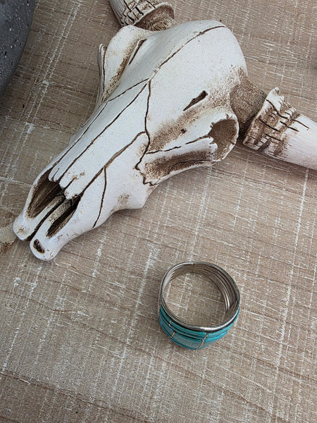 ANDREW ENRICO SIX SQUARE WIRE SONORAN TURQUOISE RING